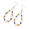 Baking Paint Glass Seed & Synthetic Turquoise Dangle Earrings for Women EJEW-JE07402-4