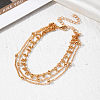 Alloy Round Bead Link Chain 3 Layer Anklets for Women FS-WG6B7FE-09-1