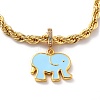 Brass Enamel Elephant Charm Bracelets BJEW-L652-22-G-3