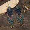 Bohemian Handmade Glass Seed Beads Rectangle Dangle Earrings PO2470-2