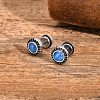 Stainless Steel Micro Pave Cubic Zirconia Stud Earrings PW-WGB72E2-01-3