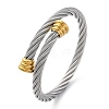 304 Stainless Steel Torque Bangles for Women BJEW-P310-18GP-4