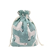 Printed Cotton Imitation Burlap Packing Pouches Drawstring Bags PW-WG7B662-07-1