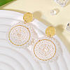 Flat Round 304 Stainless Steel Glass Seed Beads Dangle Stud Earrings FS-WG93238-01-2
