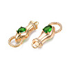 Brass Clear & Green Cubic Zirconia Connector Charms KK-N216-356LG-3