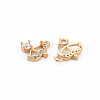 Brass Micro Pave Clear Cubic Zirconia Charms KK-S356-474-NF-2