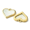 Ion Plating(IP) 304 Stainless Steel Pave Shell Heart Charms FIND-Z028-22G-2