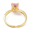 Rectangle Rack Plating Brass Micro Pave Cubic Zirconia Solitaire Ring RJEW-Z059-10G-01-3