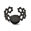 Hollow Flower 304 Stainless Steel Cuff Ring Components STAS-P454-03A-B-3