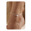 201 Stainless Steel Heart with Initial Charm Double Layer Anklets for Women FS-WG0EC0A-09-1