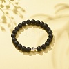 Natural Lava Rock Stretch Bracelet with Alloy Cross BJEW-JB08192-04-2