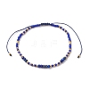 Bohemian Style Natural Lapis Lazuli & Glass Braided Bead Bracelet BJEW-JB10136-04-1