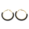 Beaded Hoop Earrings X-EJEW-JE03830-04-4