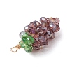 5Pcs 5 Colors Handmade Copper Wired Glass Beaded Grape Pendants PALLOY-CJ00102-5