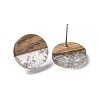 Resin & Walnut Wood Flat Round Stud Earrings with 304 Stainless Steel Pin for Women EJEW-TAC0021-05A-2