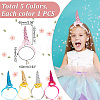 5Pcs 5 Colors Cloth Unicorn Horn Headbands for Kids OHAR-DR0001-01-2