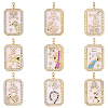 9Pcs 9 Styles Brass Micro Pave Cubic Zirconia Pendants with Enamel KK-DR0001-64-1