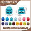 30Pcs 15 Colors Plastic Cord Locks FIND-WR0012-47-2