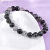 Natural Tourmaline Round Beaded Stretch Bracelets for Men Women BJEW-G743-01B-3
