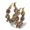 Glass Beaded Twisted Hoop Earrings EJEW-M196-C01-G-03-1