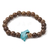 8MM Round Natural Wenge Wood Beaded Stretch Bracelets BJEW-JB10217-02-1