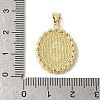 Oval with Virgin Face Brass Micro Pave Cubic Zirconia Pendants KK-K385-042G-4