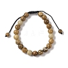 8mm Round Natural Picture Jasper Braided Bead Bracelets BJEW-C067-01B-28-2