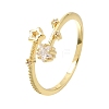 Brass Micro Pave Clear Cubic Zirconia Cuff Open Rings for Women CU-CBAE7DF-12G-06-4