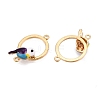 Rack Plating Alloy Colorful Enamel Ring with Bird Links Connector Charms ENAM-N056-390KCG-2