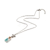 Glass Bottle with Synthetic Turquoise Chips Pendant Necklace NJEW-JN03841-02-2