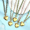 304 Stainless Steel Enamel Photo Heart Locket Pendant Cable Chain Necklaces with OT Clasps for Women Men NJEW-JN06005-1