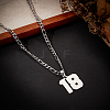 1Pc 304 Stainless Steel Figaro Chain Number Pendant Necklaces NJEW-BBC0001-28B-P-4