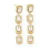 Rack Plating Brass Cubic Zirconia Rectangle Dangle Stud Earrings EJEW-K245-51G-1