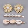 Iron Hair Clip and Stud Earrings Jewelry Sets SJEW-E331-06-1