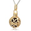 Golden Tone Brass Hollow Round Cage Pendants KK-J235-03G-2