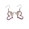 Heart with Butterfly Alloy Rhinestone Dangle Earrings FS-WGF592F-04-2