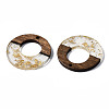 Transparent Resin & Walnut Wood Pendants RESI-S389-036A-B05-3