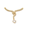 Brass Micro Pave Clear Cubic Zirconia Connector Charms KK-C108-02B-G-1