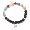 Round Natural Mixed Gemstone Beads Stretch Bracelets BJEW-JB11233-2