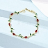 Brass Micro Pave Cubic Zirconia Link Chain Bracelets for Women BJEW-K292-01G-2
