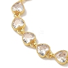 Heart Brass Pave Cubic Zirconia Link Chain Bracelets for Women BJEW-P385-07G-02-2