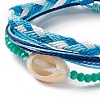 3Pcs 3 Style Natural Shell & Glass Braided Bead Bracelets Set BJEW-B065-07B-2