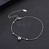 Rhodium Plated 925 Sterling Silver Round Ball Charm Bracelet with Snake Chains STER-M116-12P-2