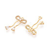 Brass Micro Pave Clear Cubic Zirconia Pendants KK-T078-08G-02-2
