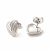 Heart Rack Plating Brass Stud Earrings for Women EJEW-H091-28P-2