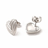 Heart Rack Plating Brass Stud Earrings for Women EJEW-H091-28P-2