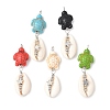 Natural Mixed Cowrie Shell Pendants PALLOY-JF03861-1
