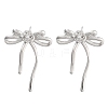 Bowknot Brass Pave Clear Cubic Zirconia Stud Earrings for Women EJEW-S216-02C-P-1