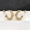 Brass Micro Pave Clear Cubic Zirconia Stud Earrings for Women EJEW-U056-04B-G-1