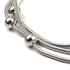 304 Stainless Steel Satellite Chains Triple Layer Multi-strand Bracelet for Women BJEW-M040-01P-2